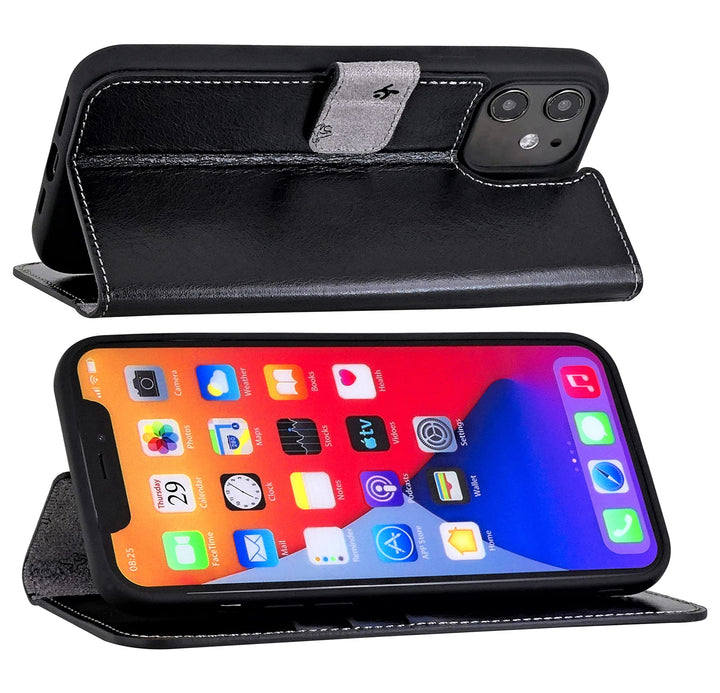 Handy-Lederhülle iPhone 12 mini Echtleder Slim mit 3 Kartenfächern - Bild 4
