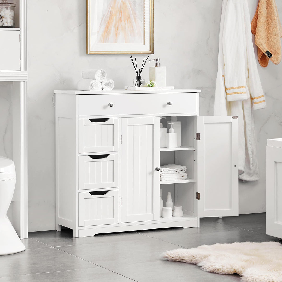 Badezimmerschrank weiss 4 Schubladen 2 Tueren MDF 81x30x81,5 cm - Bild 2