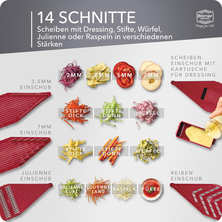 Gemüsehobel Profi-Set mit Marinier-Rolle 5 Einsätze Mandoline - Bild 3