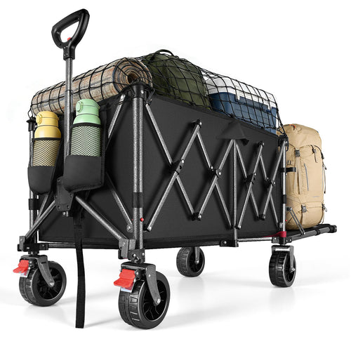 Bollerwagen faltbar 260L 250kg Tragkraft All-Terrain-Räder Schwarz