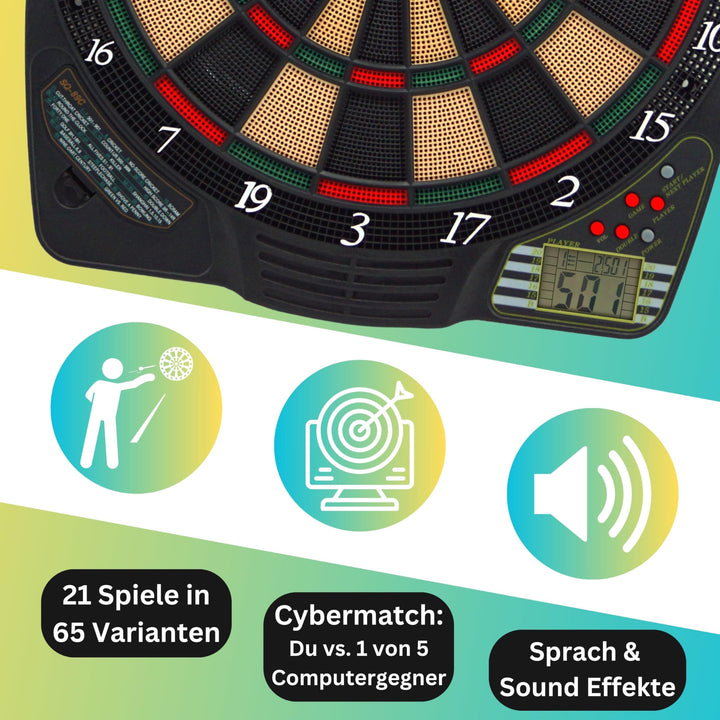 Elektronische Dartscheibe mit LCD-Anzeige 21 Spiele für 4 Spieler - Bild 3