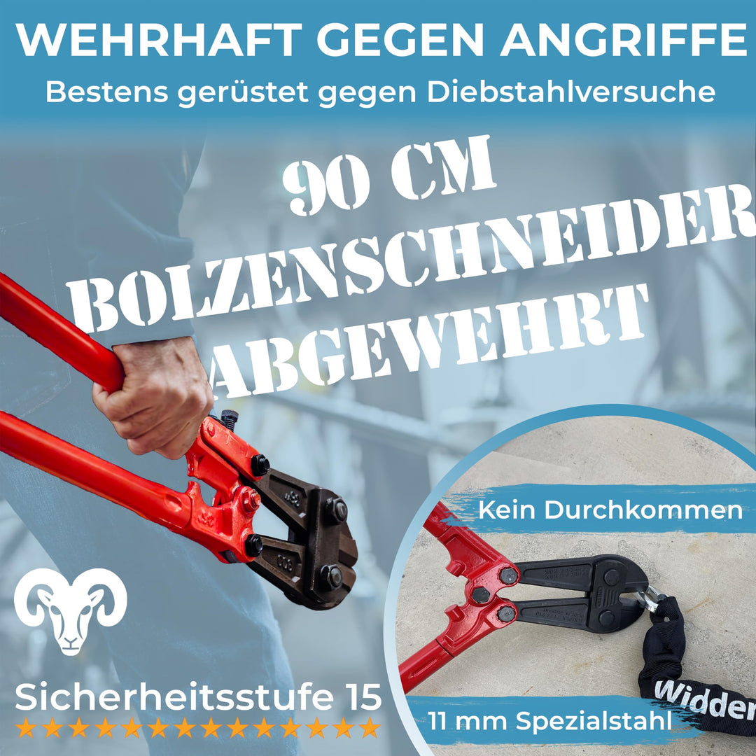 Kettenschloss Titan-Stahl 115 cm Sicherheitslevel 15 mit 4 Schlüsseln - Bild 3