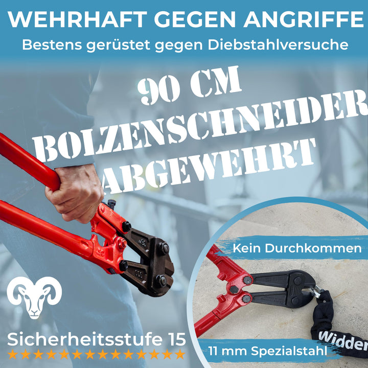 Kettenschloss Titan-Stahl 115 cm Sicherheitslevel 15 mit 4 Schlüsseln - Bild 3