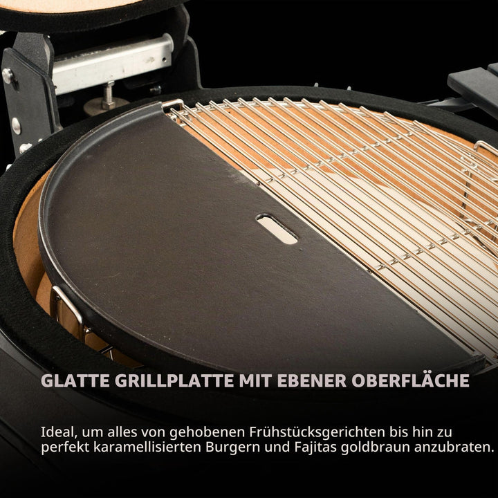 Gusseisen Grillplatte halbrund zweiseitig für Kamado Big Joe - Bild 5