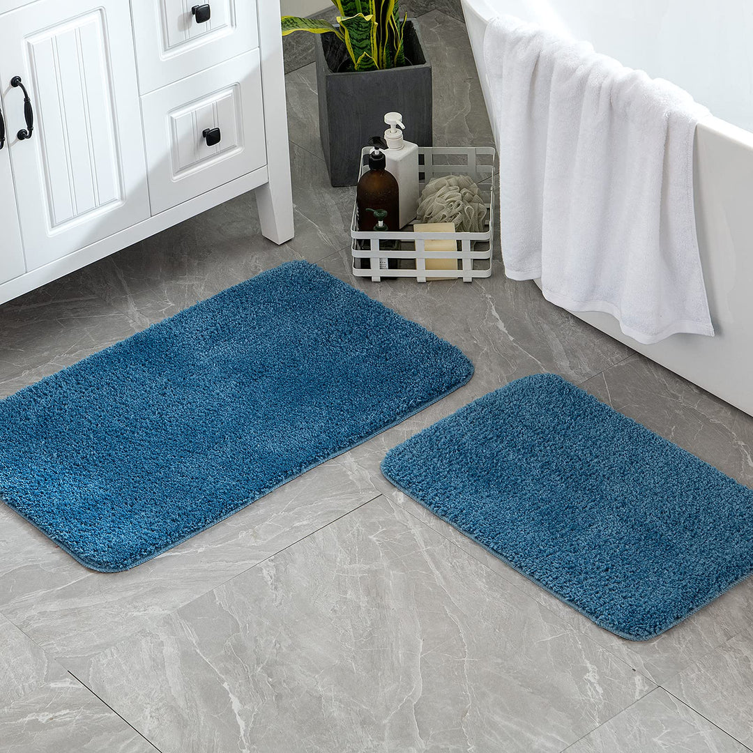 Badematte rutschfest Mikrofaser waschbar Blau 70x120 cm - Bild 2