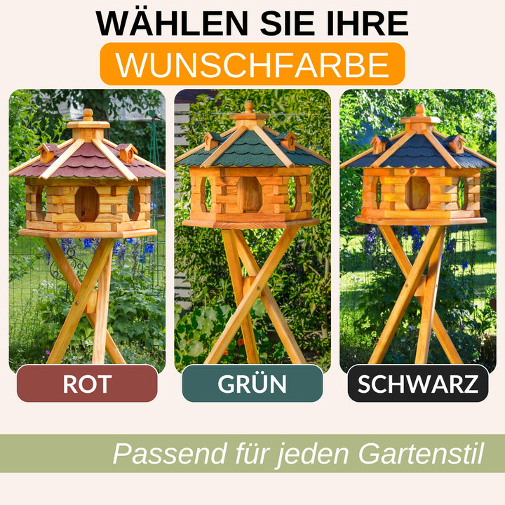 Vogelhaus mit Ständer Bitumendach Futtersilo Garten Größe L - Bild 6