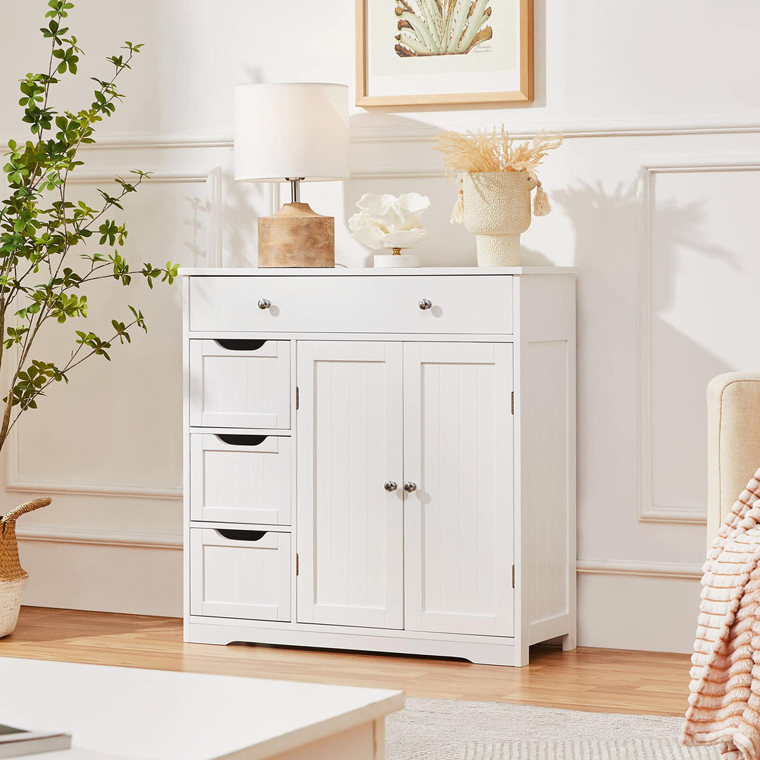 Badezimmerschrank weiss 4 Schubladen 2 Tueren MDF 81x30x81,5 cm - Bild 9