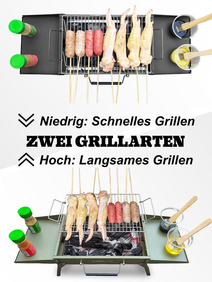 Holzkohlegrill klappbar 35x23 cm für Camping Balkon Picknick - Bild 8