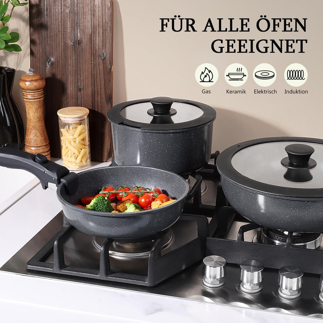 Topfset mit abnehmbarem Griff 11-teilig Granit-Antihaft Induktion - Bild 6