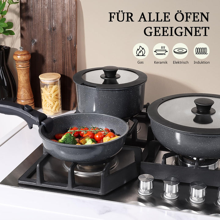 Topfset mit abnehmbarem Griff 11-teilig Granit-Antihaft Induktion - Bild 6
