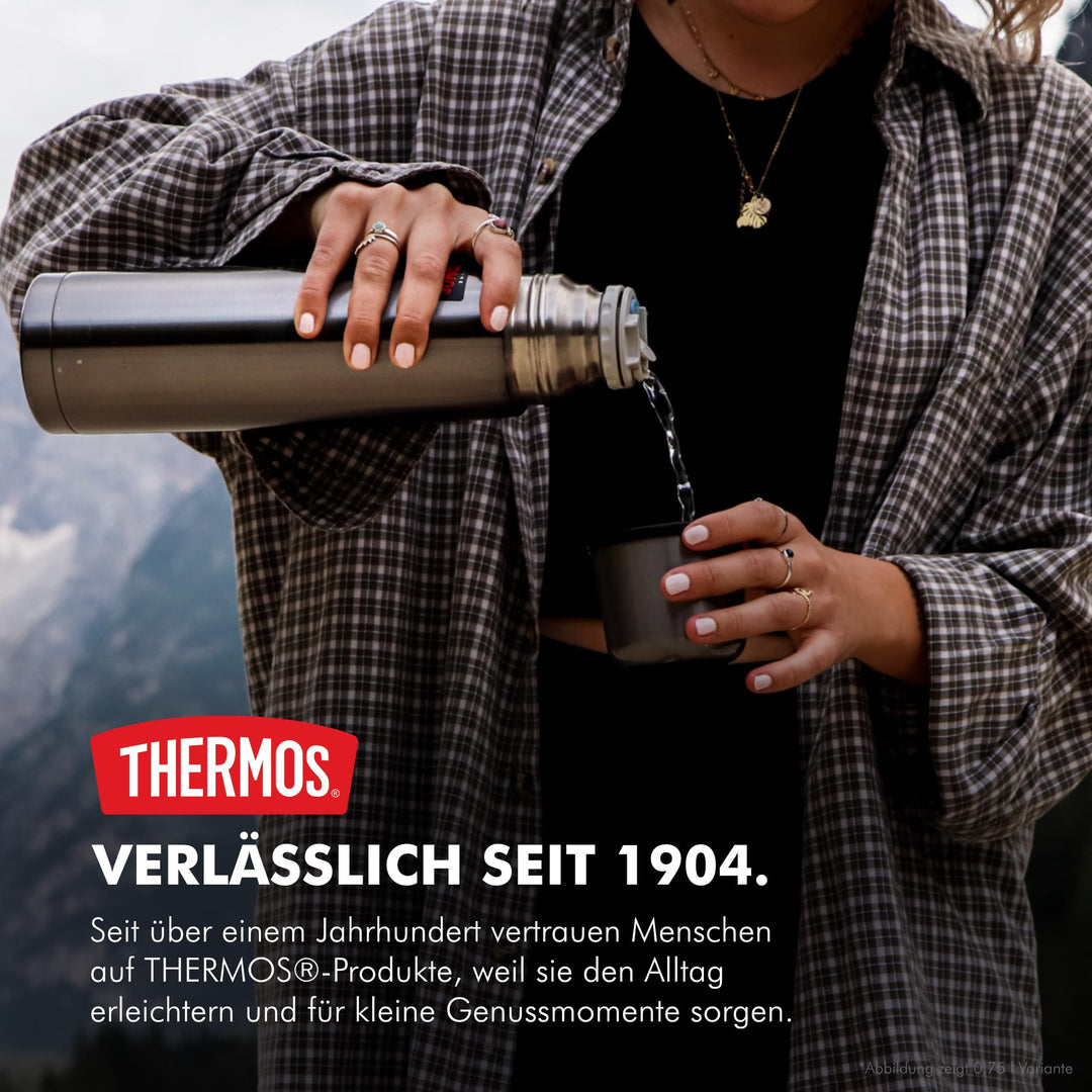 Thermosflasche 500ml Edelstahl 12h heiss mit Trinkbecher Stone Grey - Bild 2