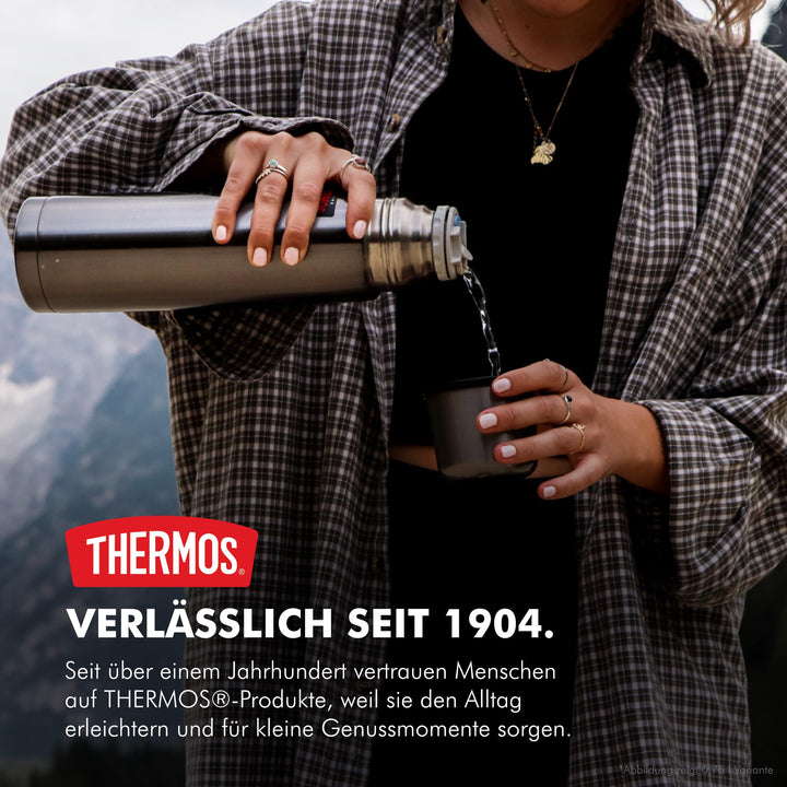 Thermosflasche 500ml Edelstahl 12h heiss mit Trinkbecher Stone Grey - Bild 2