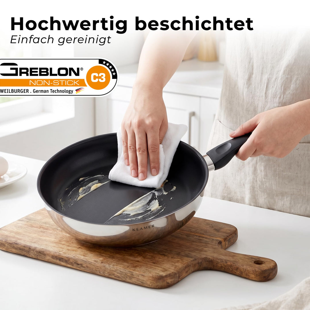 Bratpfanne 28 cm Induktion Antihaft Greblon C3+ PFOA-frei - Bild 3