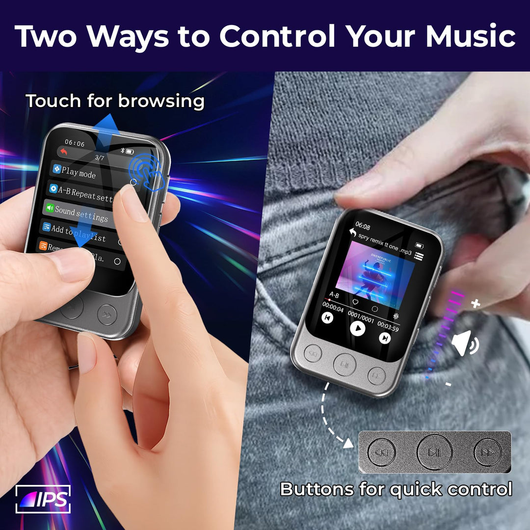 MP3 Player 64GB Bluetooth 5.3 Clip Touchscreen Lautsprecher - Bild 3