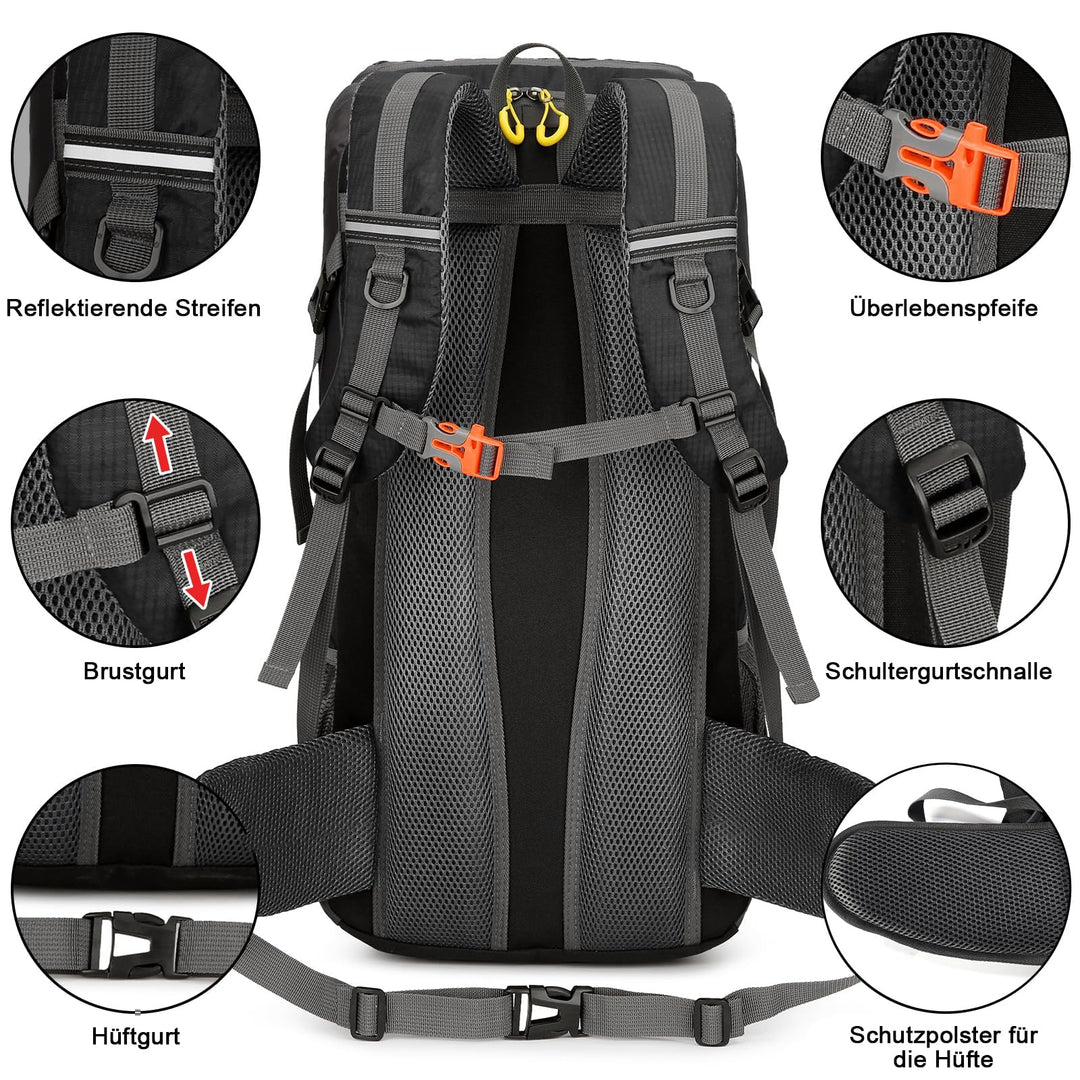 Wanderrucksack 50L mit Regenhülle Polyester/Nylon für Trekking Camping - Bild 5