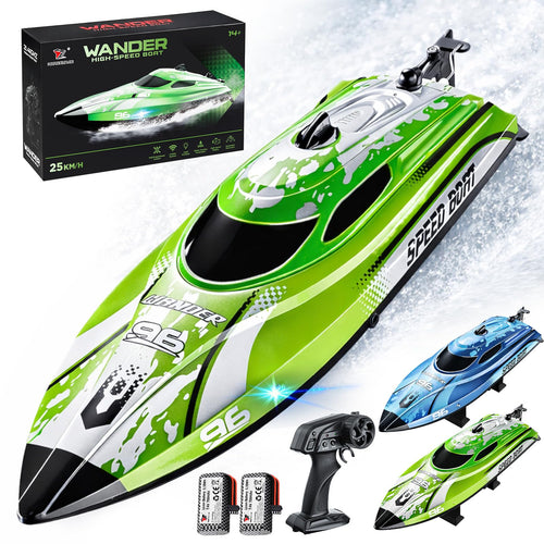 RC Boot 25 km/h mit LED-Licht und 120m Reichweite, Grün