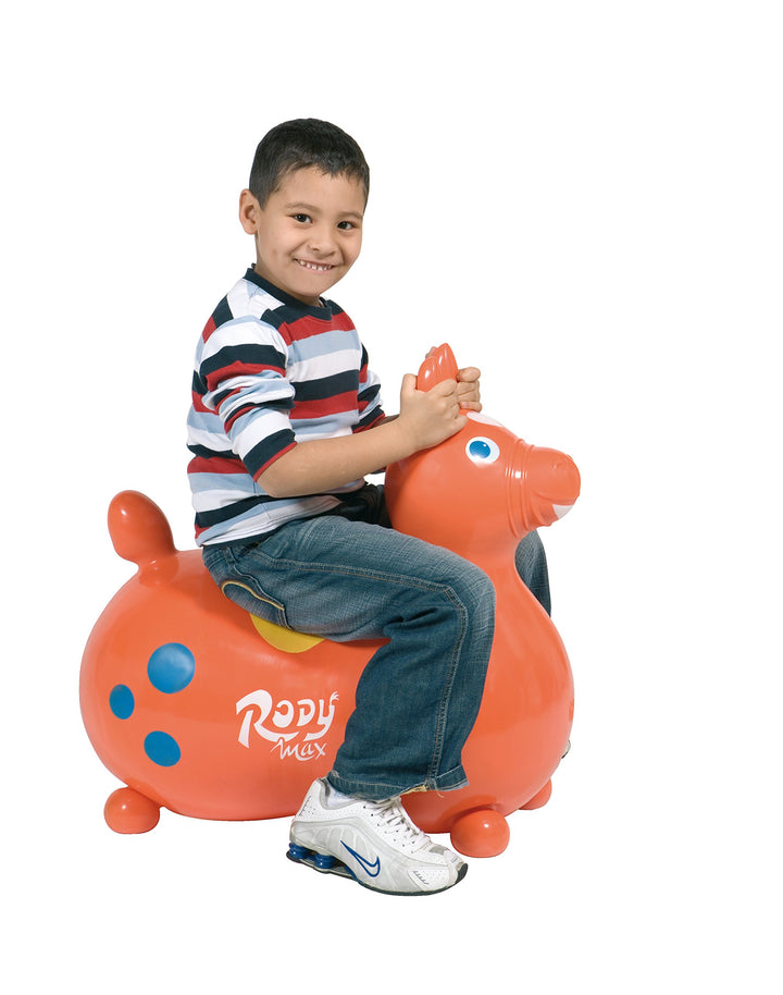 Hüpftier Pferd gross aufblasbar orange Zickzackmuster Kinder - Bild 5