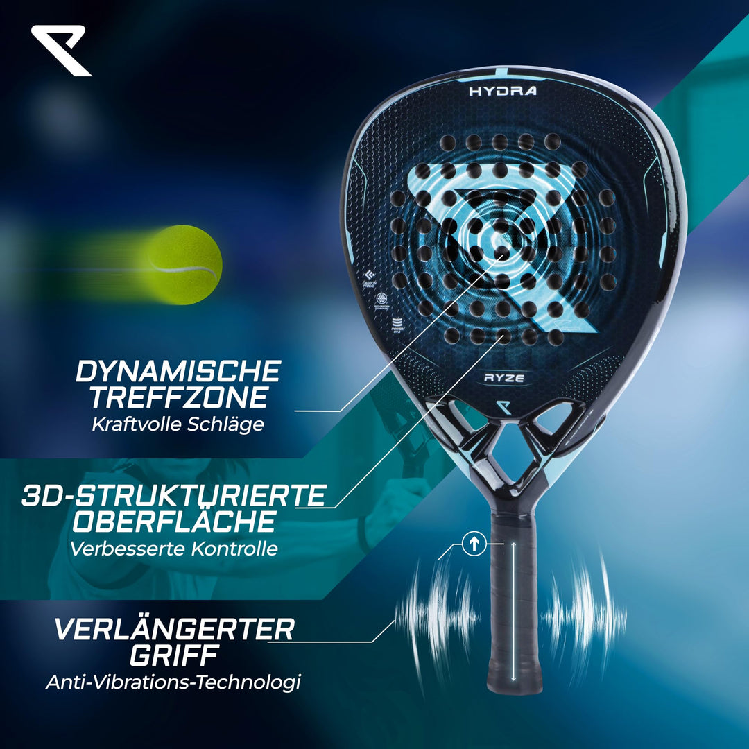 Padel Schläger 100% Carbon EVA-18 Schaum 365g mit Schutzhülle - Bild 2