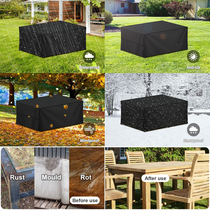 Gartenmöbel Schutzhülle 200x100x90 cm wasserdicht 420D Oxford schwarz - Bild 5