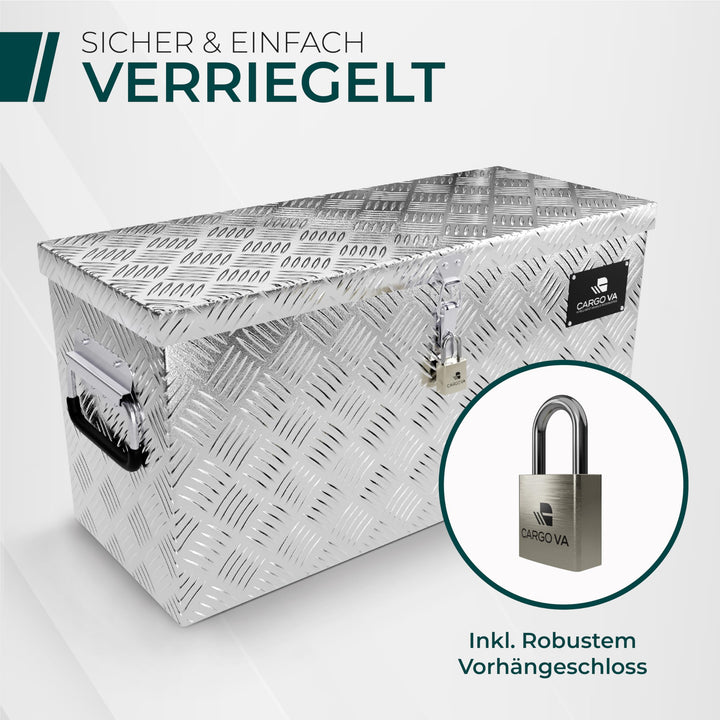 Deichselbox abschliessbar Aluminium 60x25x30cm mit 3 Fächern - Bild 3