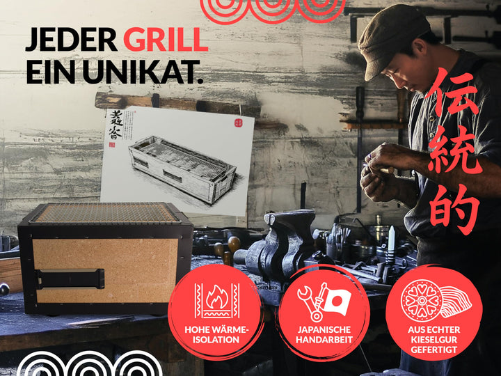 Konro Tischgrill Diatomit japanischer Holzkohlegrill für Yakitori - Bild 3
