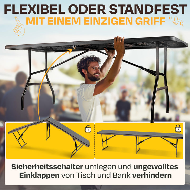 Bierzeltgarnitur klappbar Kunststoff XL 3-teilig für 6-8 Personen - Bild 4