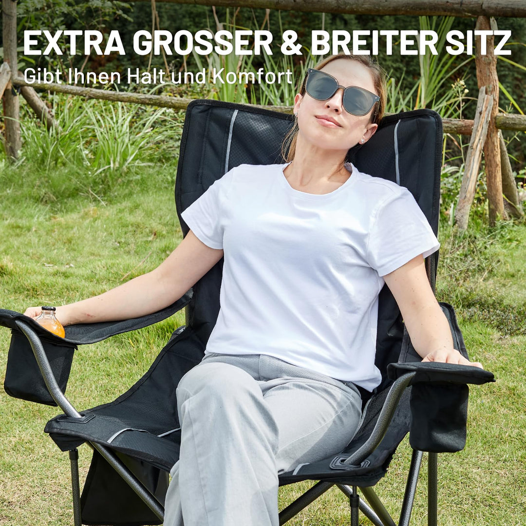 Campingstuhl faltbar XXL 63cm Sitzbreite Kühltasche 200kg 2er-Set - Bild 5