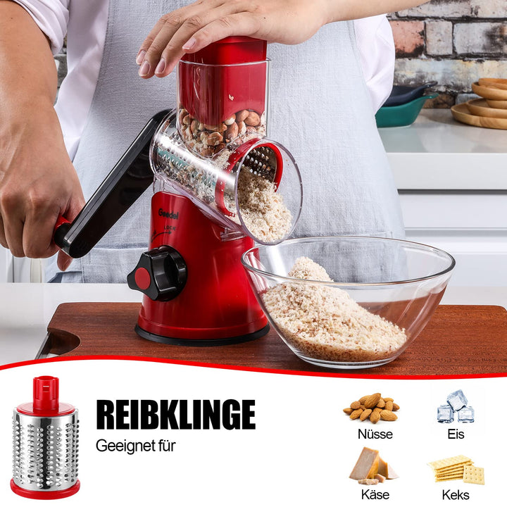 Trommelreibe mit Kurbel Edelstahlklingen für Käse und Gemüse - Bild 5