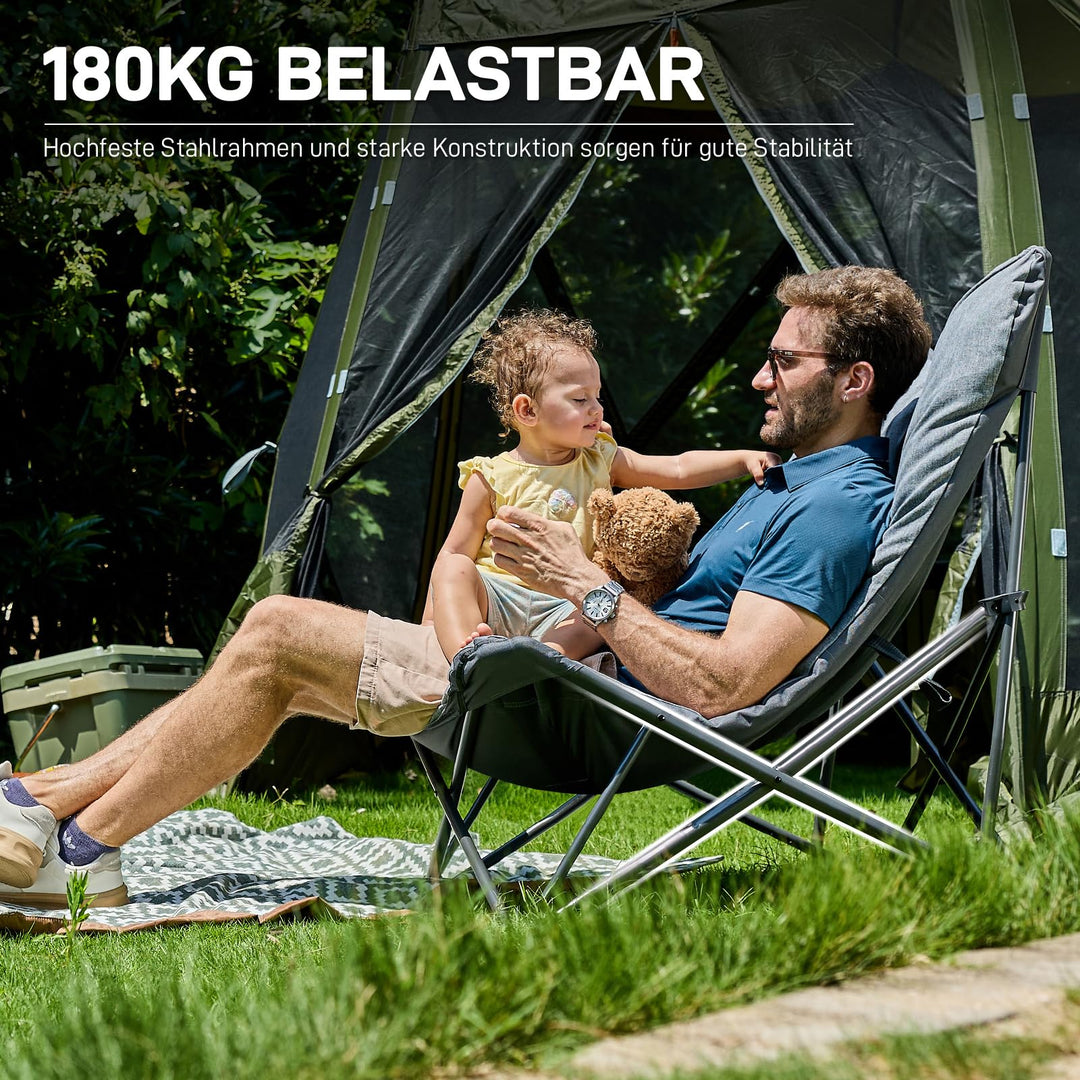 Campingstuhl XXL faltbar gepolstert 180 kg für Camping und Garten - Bild 5