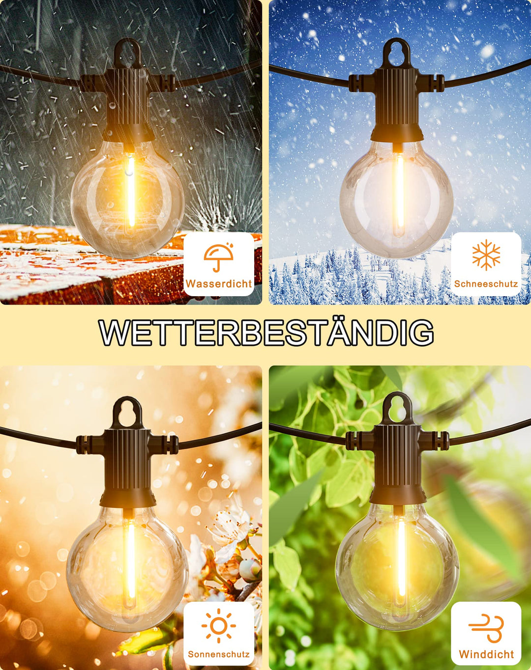 Lichterkette Aussen 30m mit 50 G40 LED Birnen warmweiss IP65 - Bild 2
