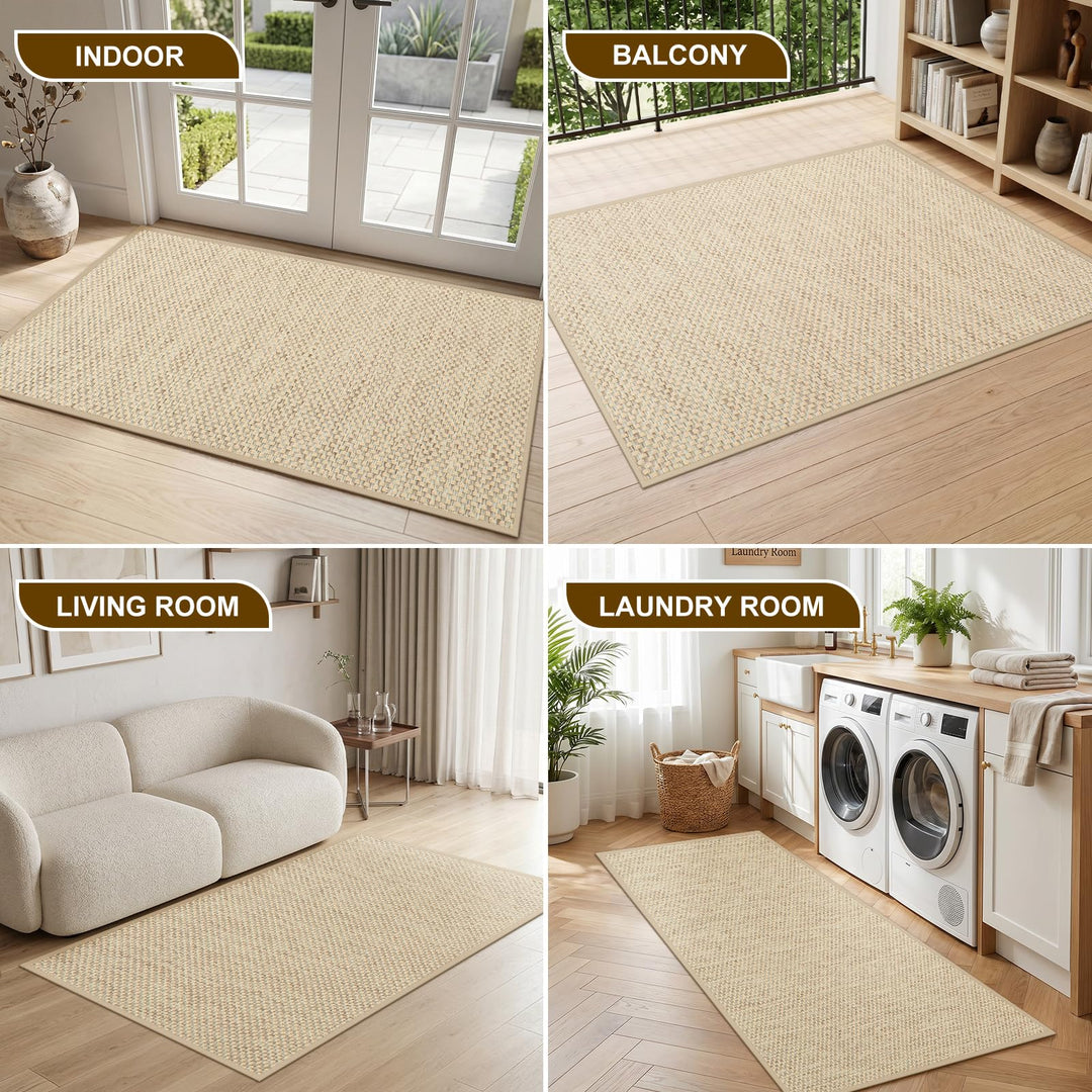 Fussmatte Innen Polyester rutschfest waschbar 60x90 cm Khaki - Bild 8