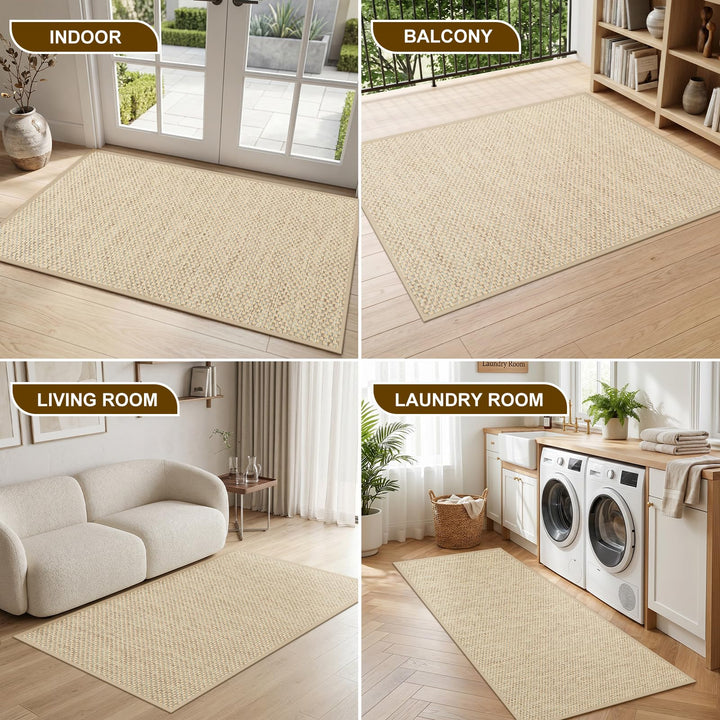 Fussmatte Innen Polyester rutschfest waschbar 60x90 cm Khaki - Bild 8
