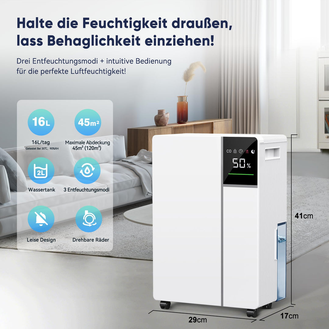 Luftentfeuchter mit Kompressor 16L/24h für Räume bis 45m² - Bild 2