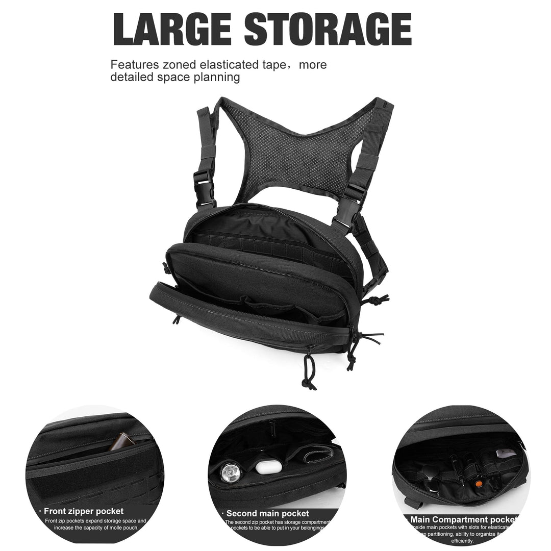 Taktische Brusttasche MOLLE Chest Rig Cordura Schwarz 540g - Bild 5