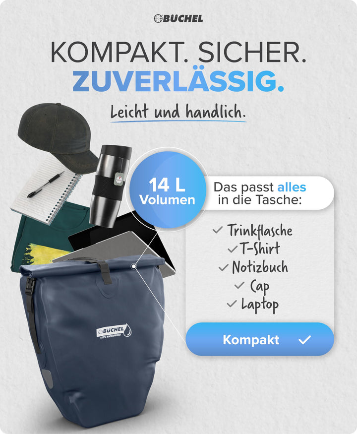 Fahrradtasche Gepäckträger 2er Set 25,4 L wasserdicht mit Schultergurt - Bild 3