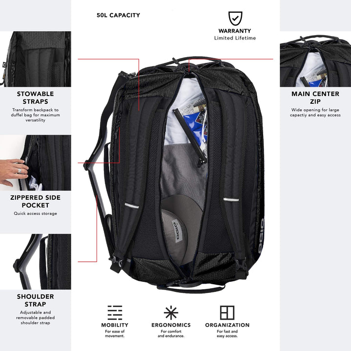 Reisetasche mit Rucksackfunktion 50 L Ripstop-Cordura wasserabweisend - Bild 6