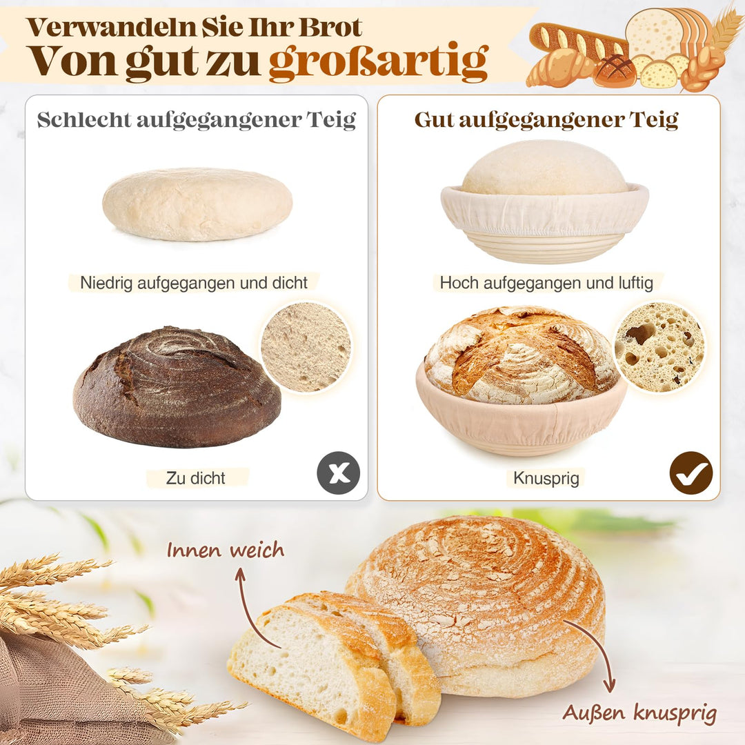 Sauerteig Starter Set mit Gärkorb rund 23cm &amp; oval 25cm, 20-teilig - Bild 7