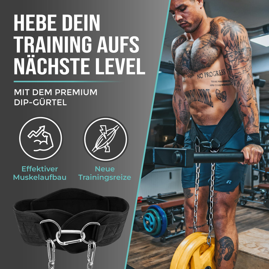 Dip Gürtel Nylon mit Stahlkette 100 cm für Kraftsport Calisthenics - Bild 4