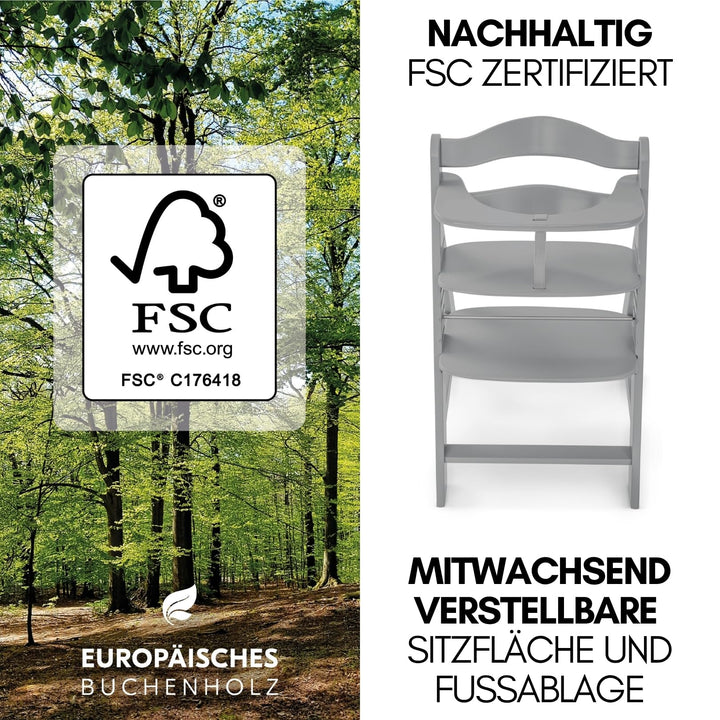 Hochstuhl Holz 4-in-1 Set mit Babywippe und Neugeborenenaufsatz - Bild 6