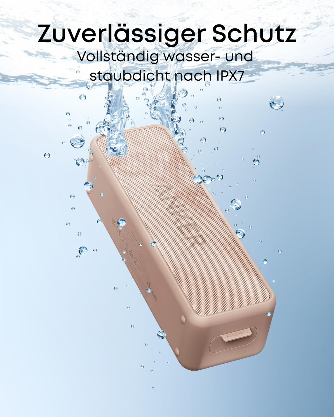 Bluetooth Lautsprecher wasserdicht IPX7 20h Akku Pink/Brown - Bild 2