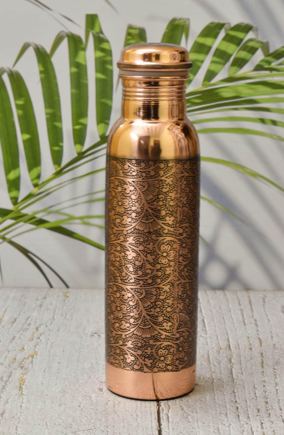 Kupferflasche graviert handgefertigt 1000 ml mit Makramee-Beutel - Bild 7