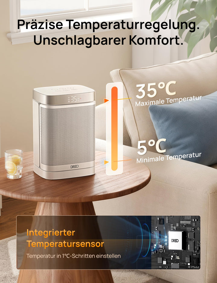 Heizlüfter Klein PTC-Keramik 1500W mit Thermostat und Oszillation - Bild 6