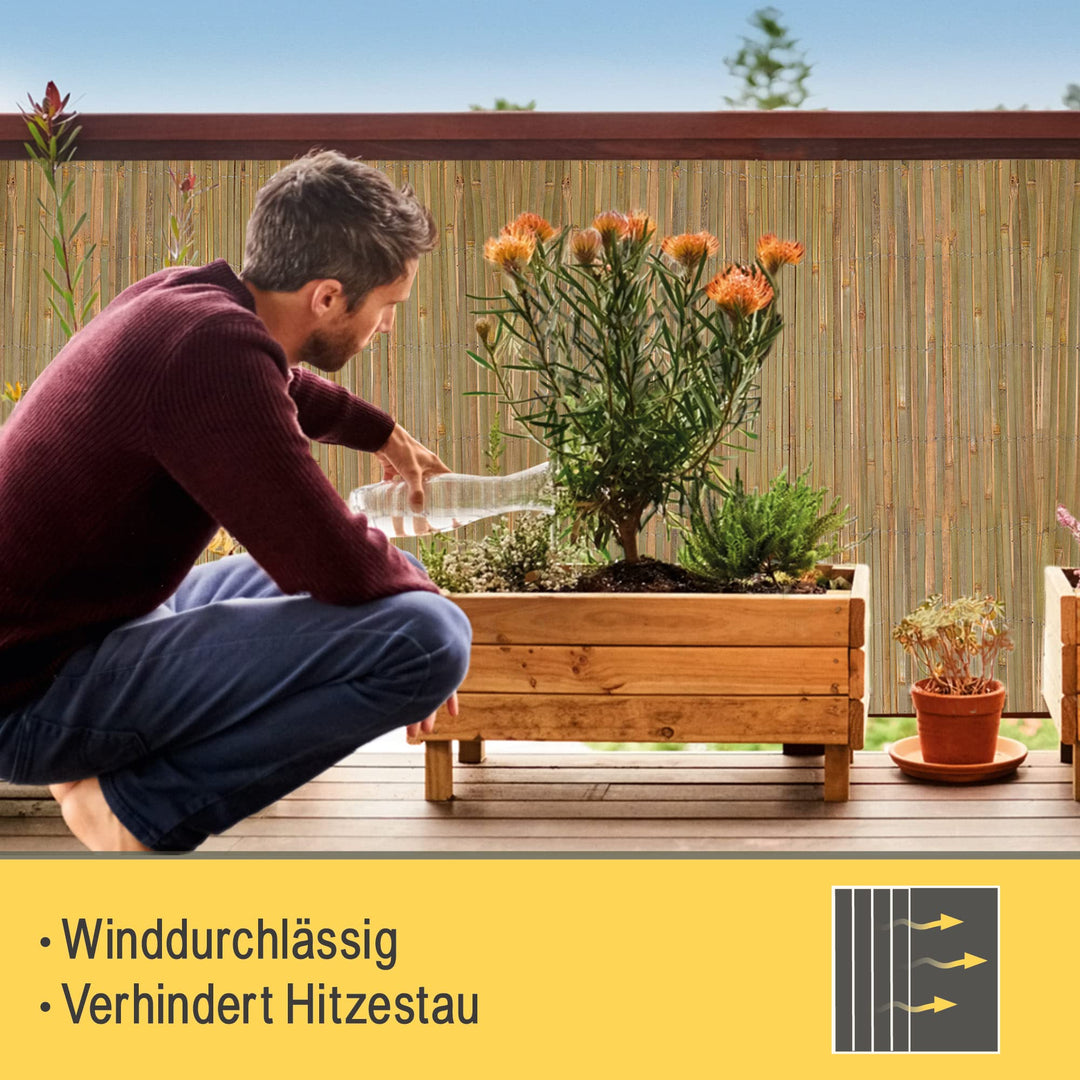 Bambus Sichtschutz Matte 100% Bambus FSC witterungsbeständig Balkon - Bild 4