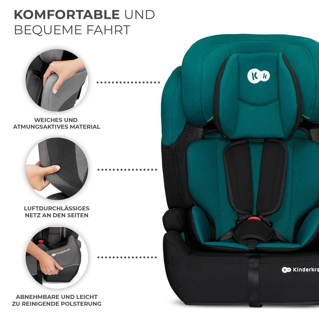 Kindersitz i-Size 76-150 cm 9-36 kg mit 11-facher Kopfstütze Grün - Bild 8