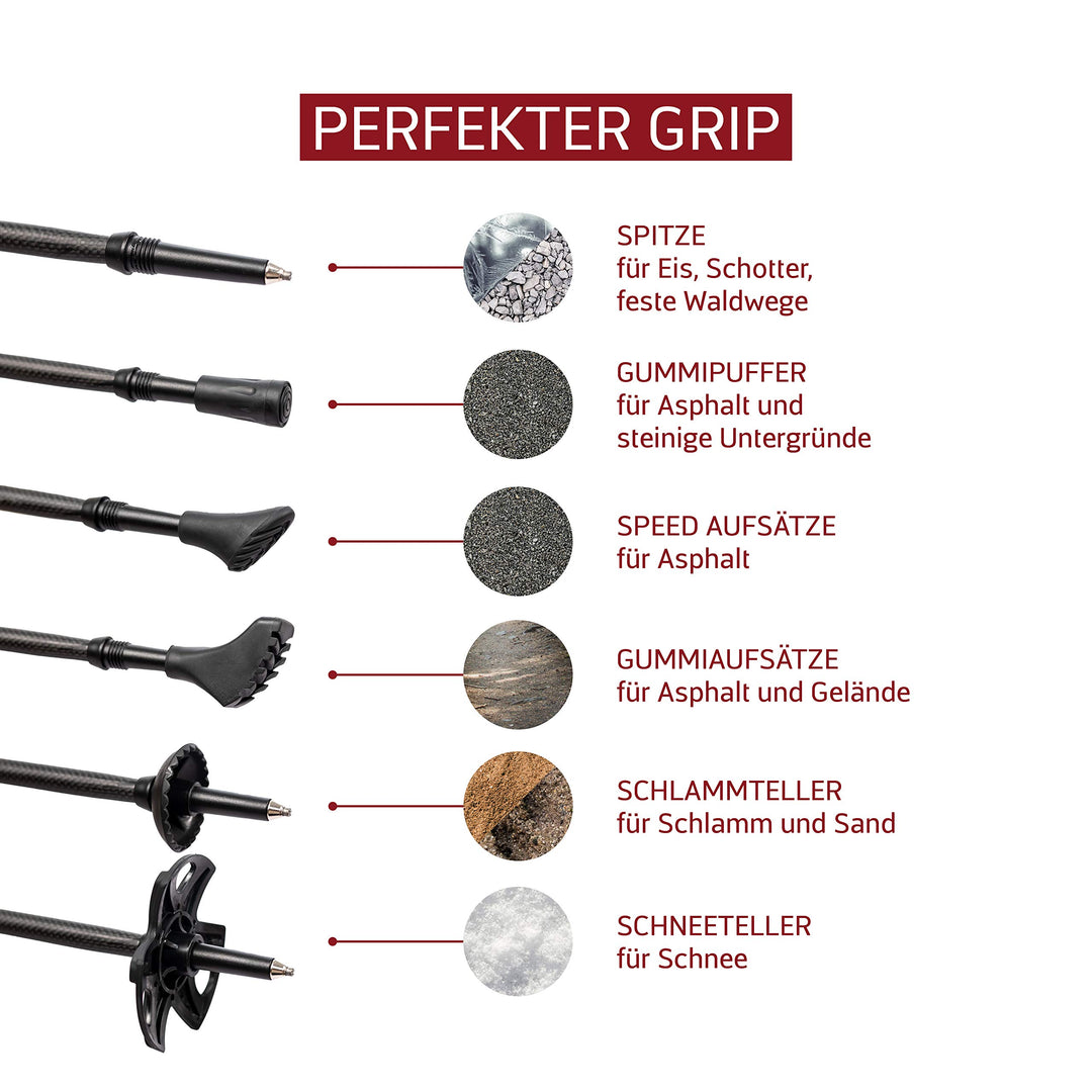 Trekkingstöcke Carbon mit Kork-Griff 105-135 cm für Damen &amp; Herren - Bild 5