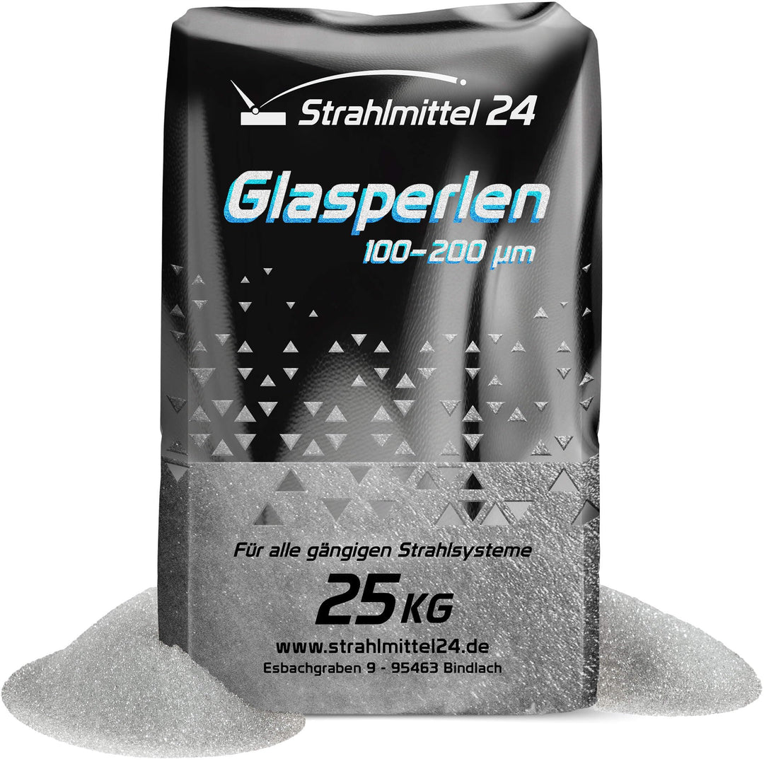 Glasperlen Strahlmittel 100–200 µm für Metall und Kunststoff 25 kg