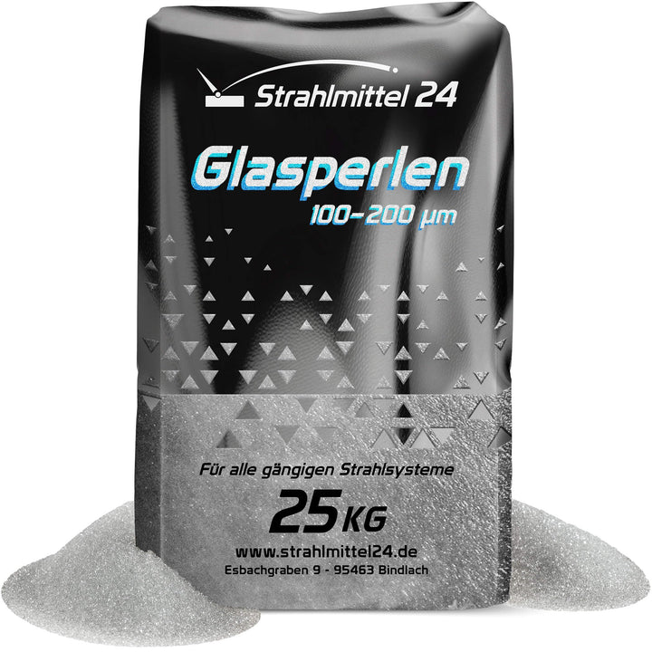 Glasperlen Strahlmittel 100–200 µm für Metall und Kunststoff 25 kg