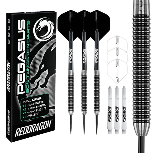 Steeldart-Set 80% Tungsten 21g mit Flights, Schäften & Etui