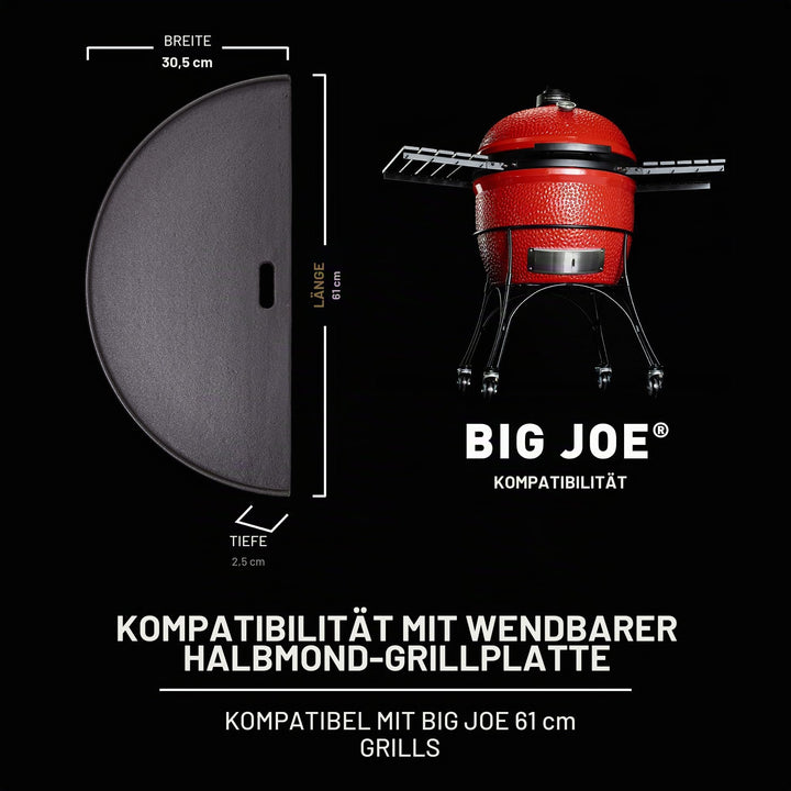 Gusseisen Grillplatte halbrund zweiseitig für Kamado Big Joe - Bild 4