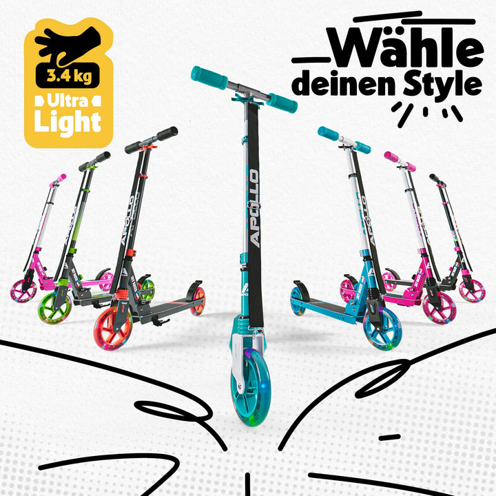 Kinder-Scooter klappbar mit LED-Rädern und Federung ab 6 Jahre - Bild 7